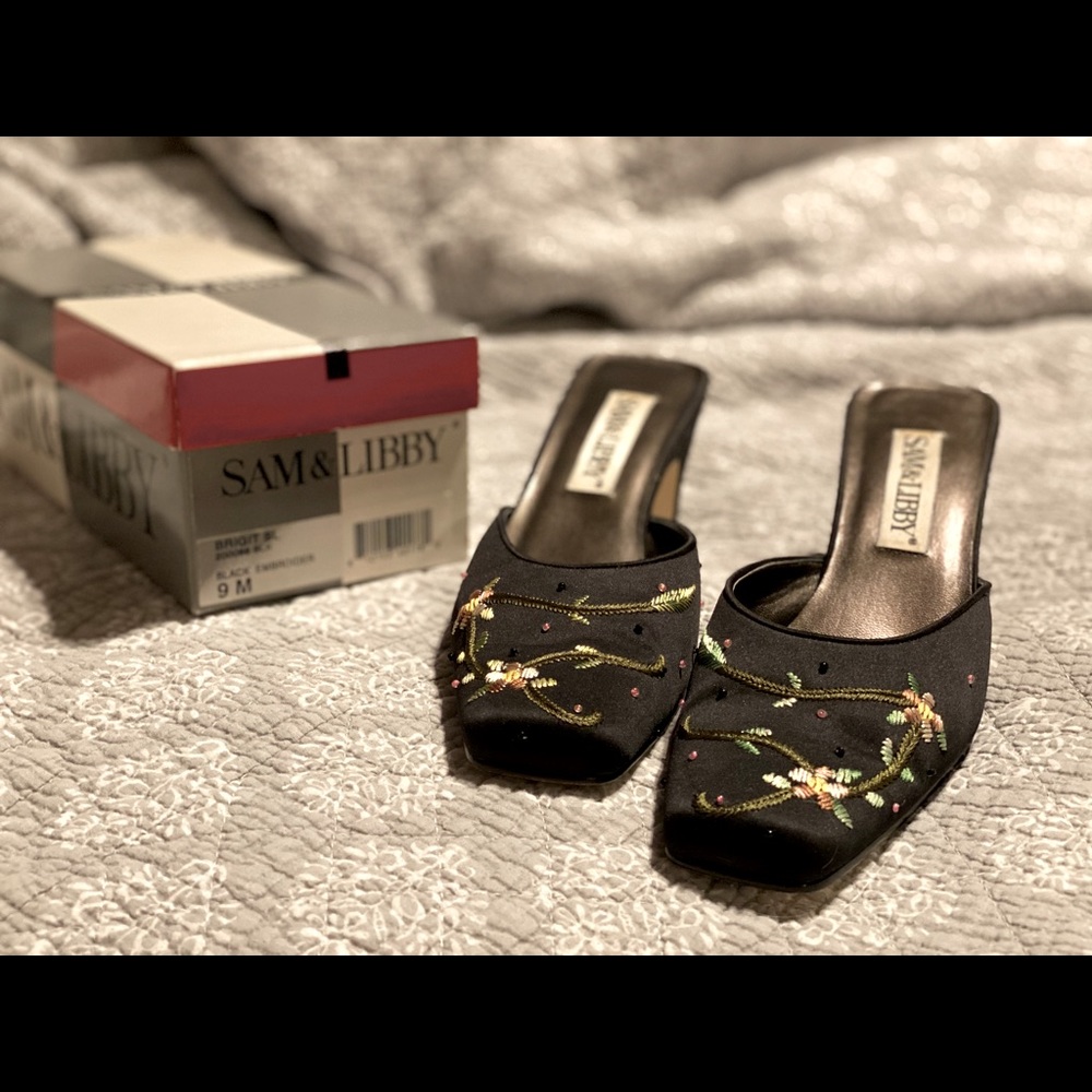 Sam and Libby Embroidered mules with heel
